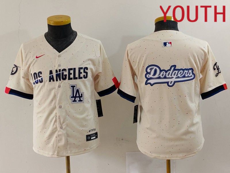 Youth Los Angeles Dodgers Blank Cream Fashion Nike Game MLB Jersey style 6295
